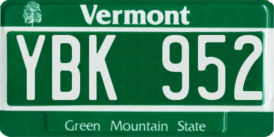 VT license plate YBK952