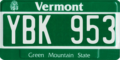 VT license plate YBK953