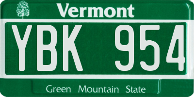 VT license plate YBK954