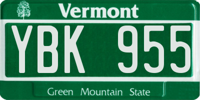 VT license plate YBK955