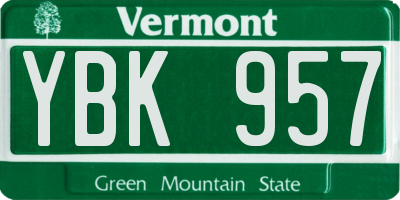 VT license plate YBK957