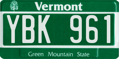 VT license plate YBK961