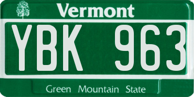 VT license plate YBK963