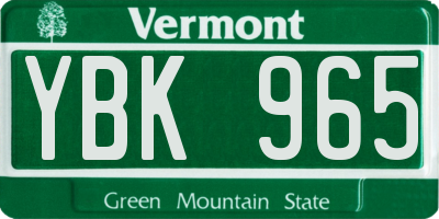 VT license plate YBK965