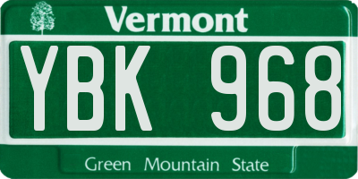 VT license plate YBK968