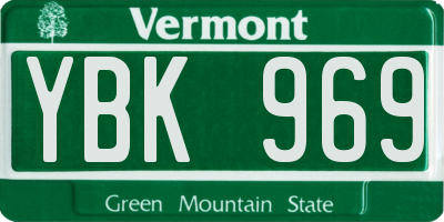 VT license plate YBK969