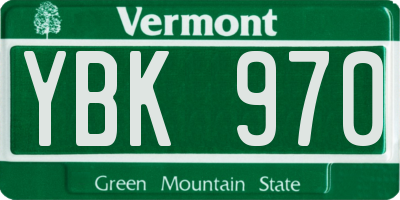 VT license plate YBK970