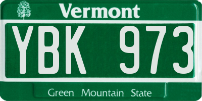 VT license plate YBK973