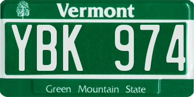 VT license plate YBK974