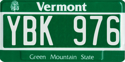 VT license plate YBK976