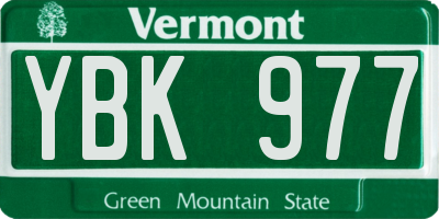 VT license plate YBK977