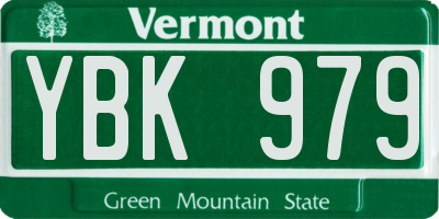 VT license plate YBK979