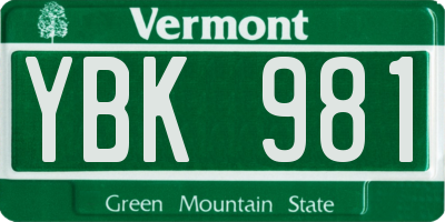 VT license plate YBK981