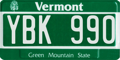 VT license plate YBK990