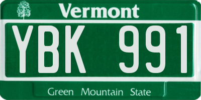 VT license plate YBK991