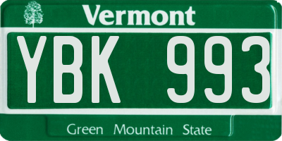 VT license plate YBK993