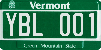 VT license plate YBL001
