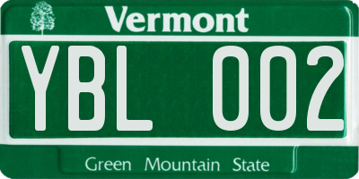 VT license plate YBL002