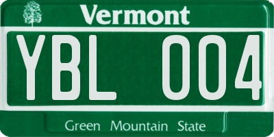 VT license plate YBL004