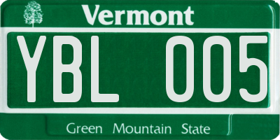 VT license plate YBL005