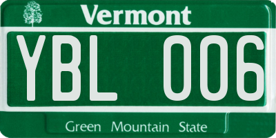 VT license plate YBL006