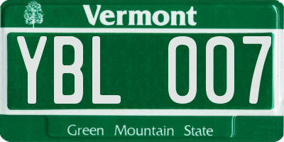 VT license plate YBL007