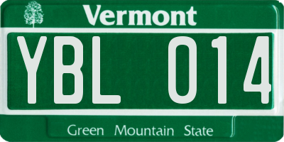 VT license plate YBL014