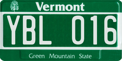 VT license plate YBL016