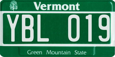 VT license plate YBL019
