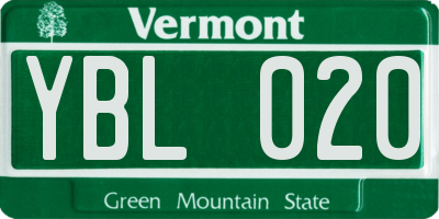 VT license plate YBL020