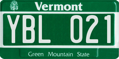 VT license plate YBL021