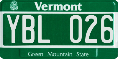 VT license plate YBL026