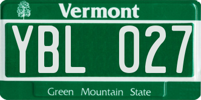 VT license plate YBL027