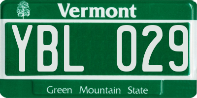 VT license plate YBL029