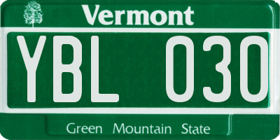 VT license plate YBL030
