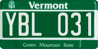 VT license plate YBL031