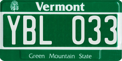 VT license plate YBL033