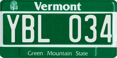 VT license plate YBL034