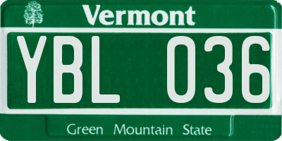 VT license plate YBL036