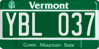 VT license plate YBL037