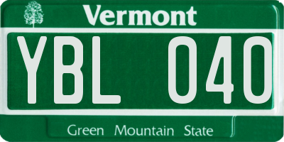 VT license plate YBL040