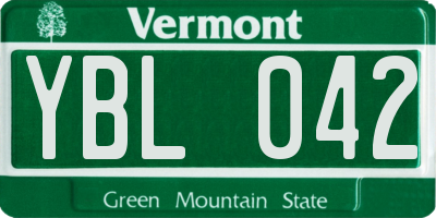 VT license plate YBL042