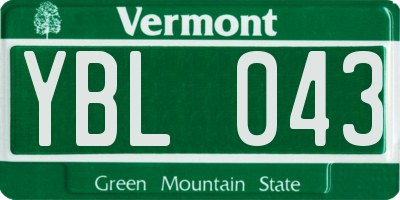 VT license plate YBL043