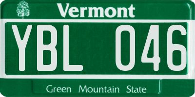 VT license plate YBL046