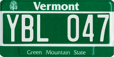 VT license plate YBL047