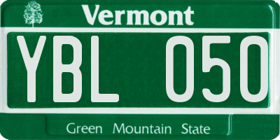 VT license plate YBL050