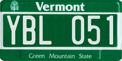 VT license plate YBL051