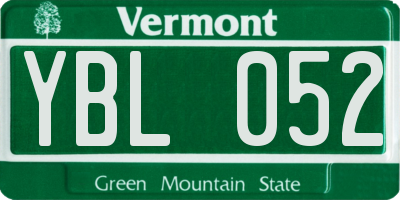 VT license plate YBL052