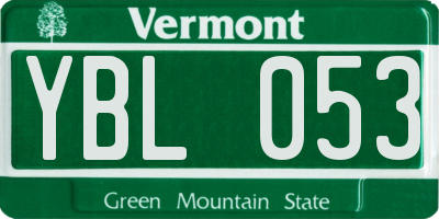 VT license plate YBL053