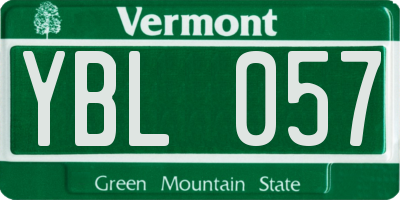 VT license plate YBL057